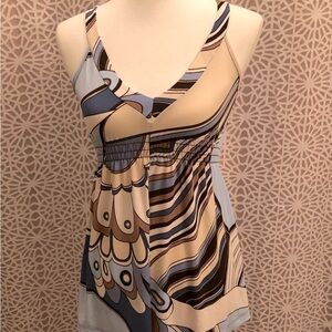 70’s Style Top Retro, Size: Small, Blue, Tan , White, and Black (CL-3)